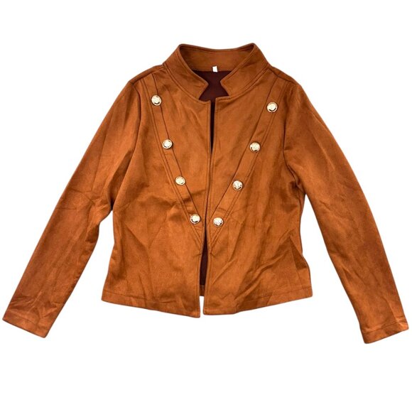 Jackets & Blazers - Military Style Faux Suede Jacket